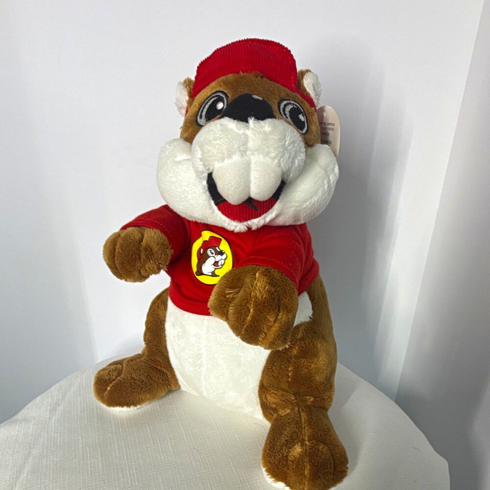Buc-ee's Beaver Mascot 10" Plush Stuffed Animal Toy Red Shirt & Hat — NWT